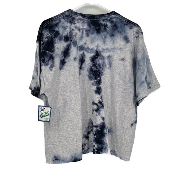 47 Vintage Tubular Tye Dye Cropped University of Michigan Tee in Blue Size XL - Picture 2 of 7